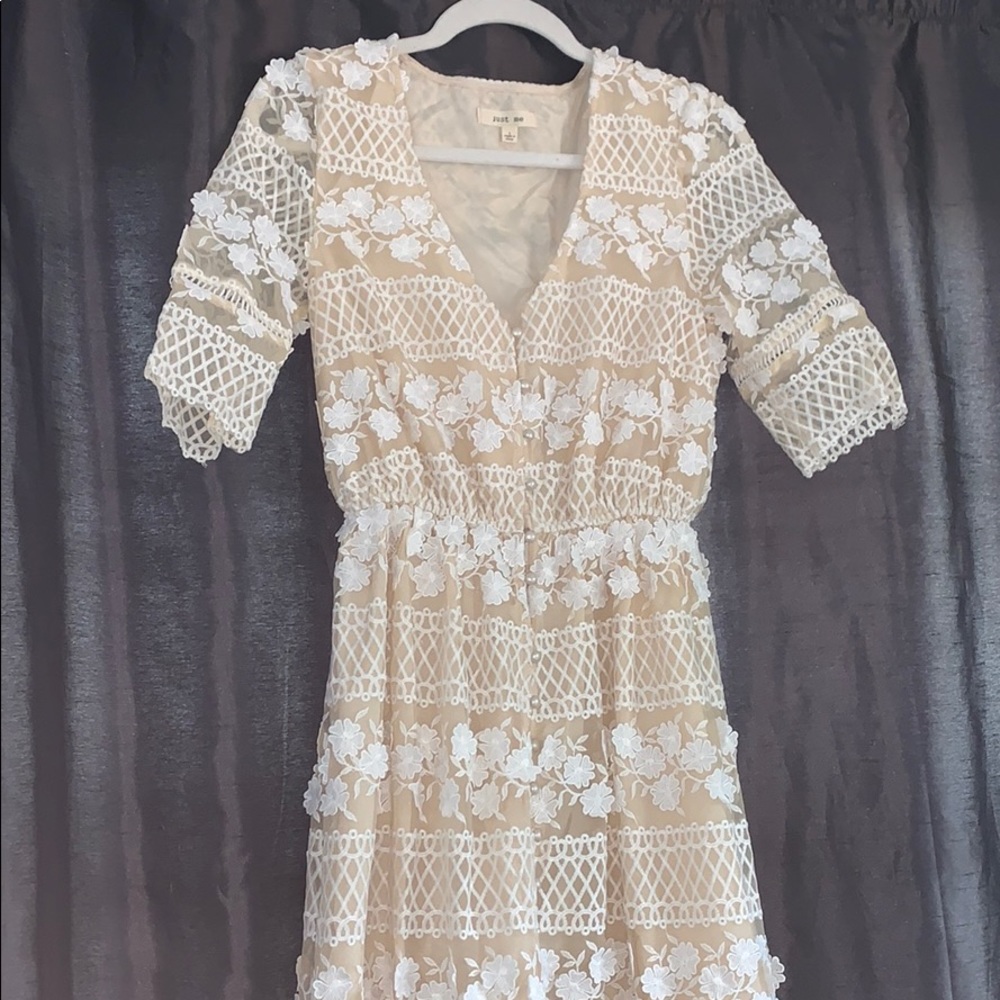 beige lace dress